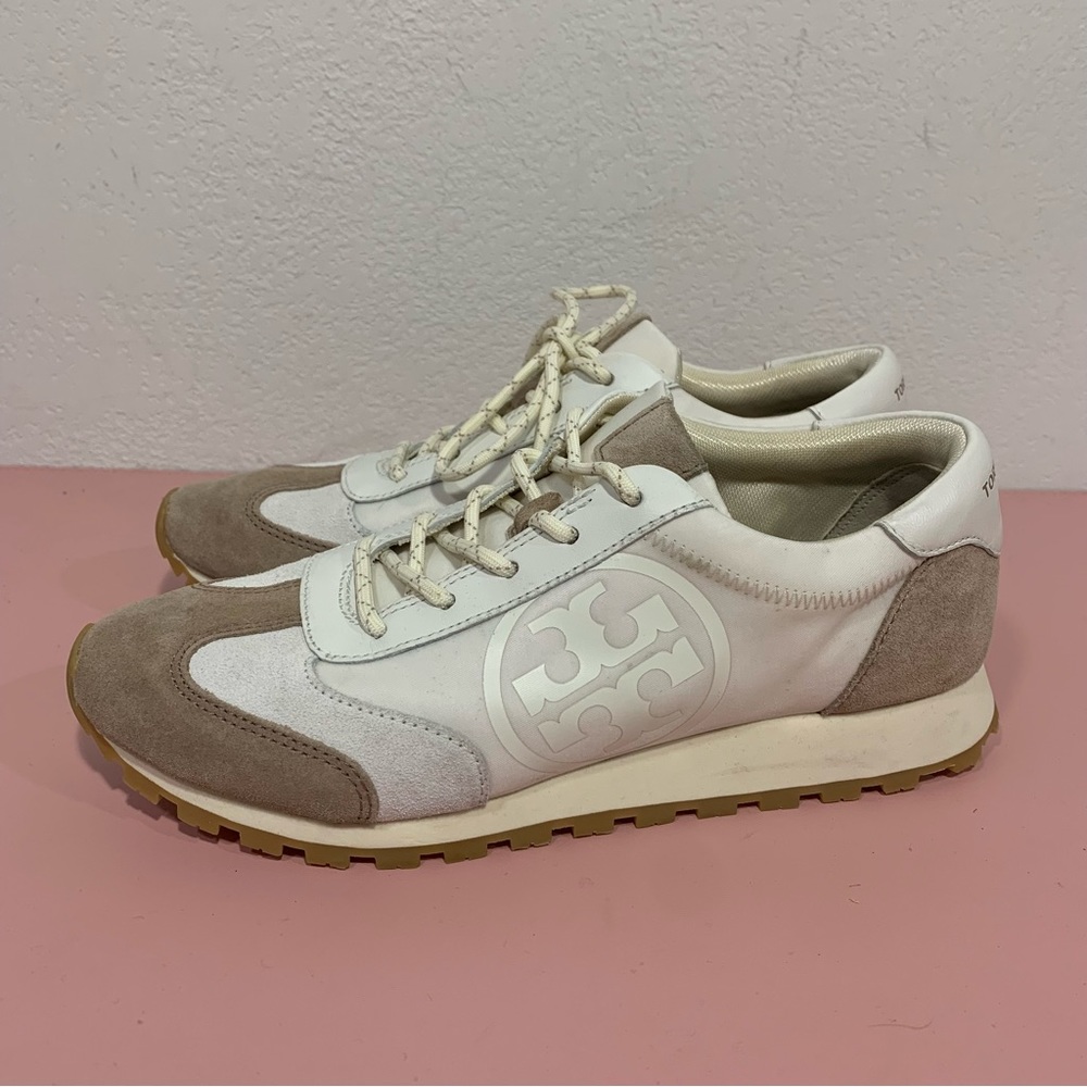 Tory Burch Sneakers Annie Nylon Runner-Size 7.5 Ivory Suede New without Tags